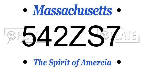 542ZS7 Massachusetts License Plate