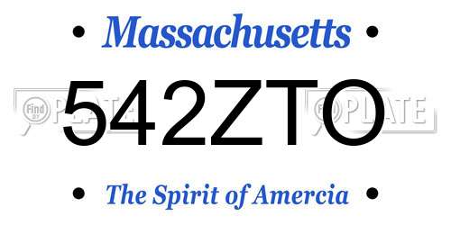 542ZTO Massachusetts License Plate