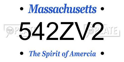 542ZV2 Massachusetts License Plate