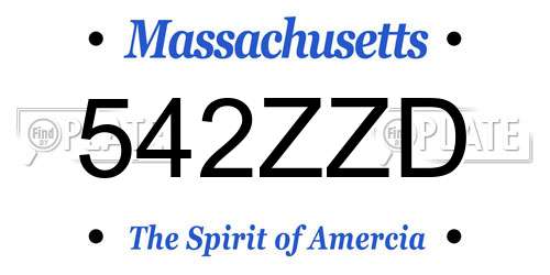542ZZD Massachusetts License Plate