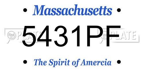 5431PF Massachusetts License Plate