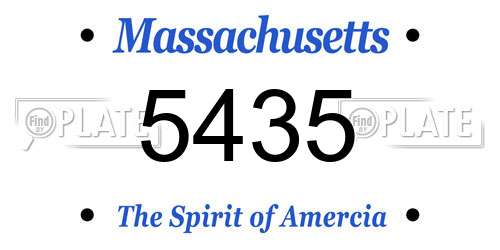 5435 Massachusetts License Plate