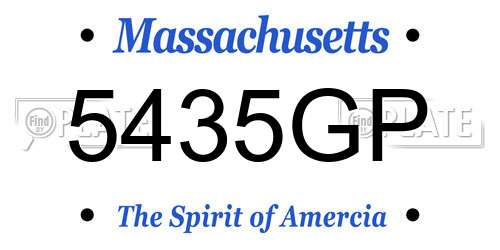 5435GP Massachusetts License Plate