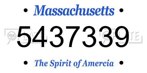 5437339 Massachusetts License Plate