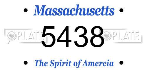 5438 Massachusetts License Plate