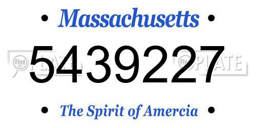 5439227 Massachusetts License Plate