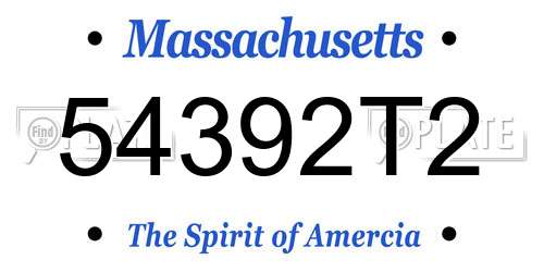 54392T2 Massachusetts License Plate