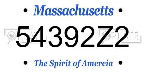 54392Z2 Massachusetts License Plate