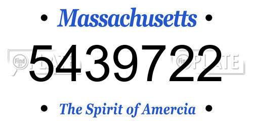 5439722 Massachusetts License Plate