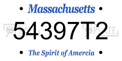 54397T2 Massachusetts License Plate