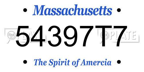 54397T7 Massachusetts License Plate