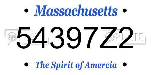 54397Z2 Massachusetts License Plate