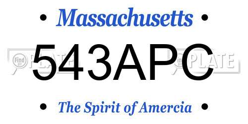 543APC Massachusetts License Plate