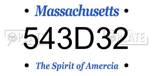 543D32 Massachusetts License Plate