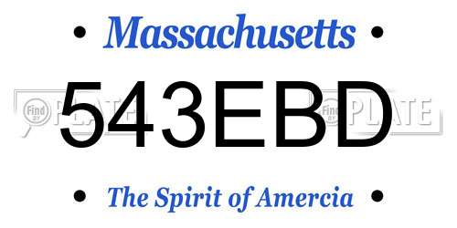 543EBD Massachusetts License Plate