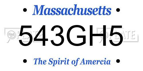 543GH5 Massachusetts License Plate