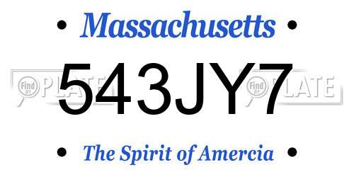 543JY7 Massachusetts License Plate