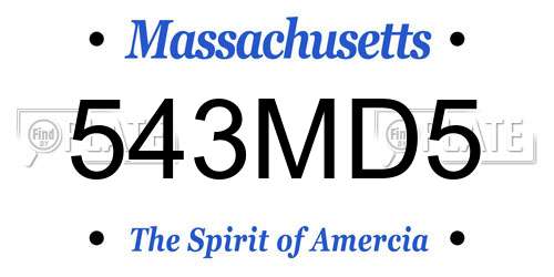 543MD5 Massachusetts License Plate