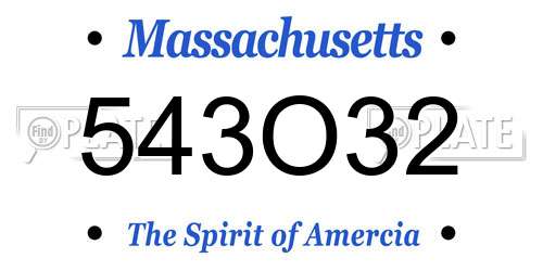 543O32 Massachusetts License Plate