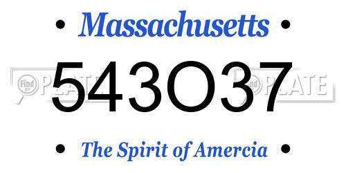543O37 Massachusetts License Plate