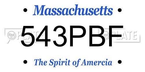 543PBF Massachusetts License Plate
