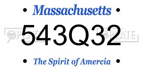 543Q32 Massachusetts License Plate