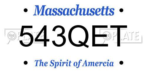 543QET Massachusetts License Plate