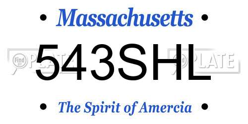 543SHL Massachusetts License Plate