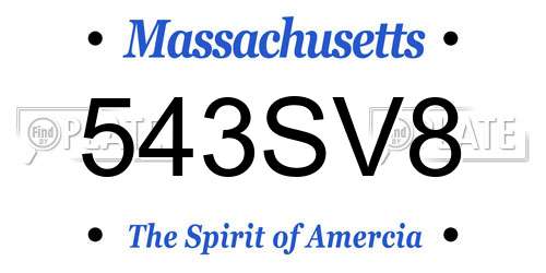 543SV8 Massachusetts License Plate
