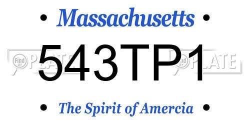 543TP1 Massachusetts License Plate