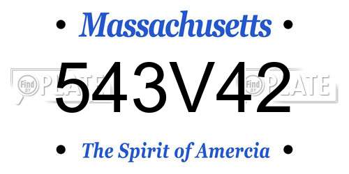 543V42 Massachusetts License Plate