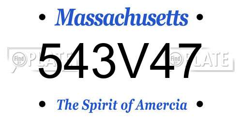 543V47 Massachusetts License Plate
