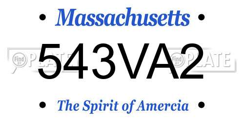 543VA2 Massachusetts License Plate