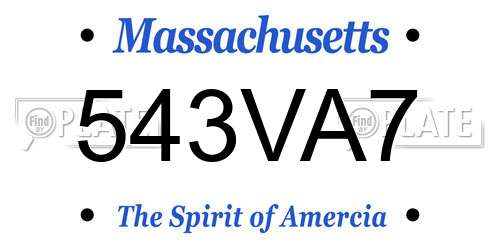 543VA7 Massachusetts License Plate