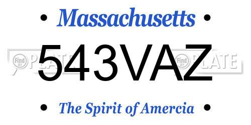 543VAZ Massachusetts License Plate