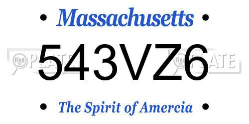 543VZ6 Massachusetts License Plate