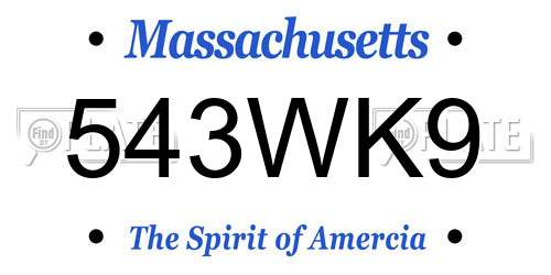 543WK9 Massachusetts License Plate