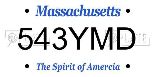 543YMD Massachusetts License Plate