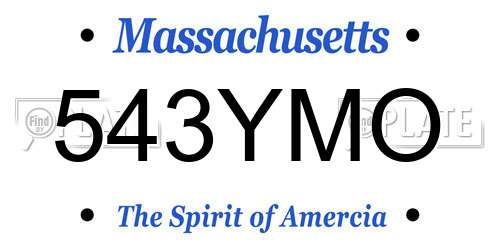 543YMO Massachusetts License Plate