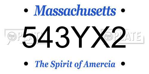543YX2 Massachusetts License Plate