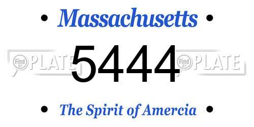 5444 Massachusetts License Plate