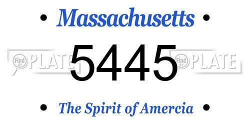 5445 Massachusetts License Plate