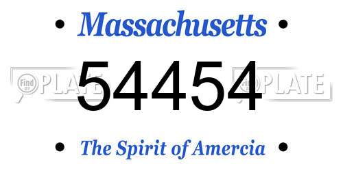 54454 Massachusetts License Plate