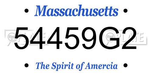 54459G2 Massachusetts License Plate