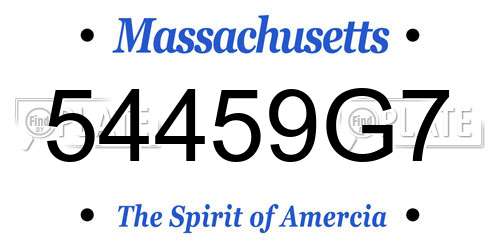 54459G7 Massachusetts License Plate