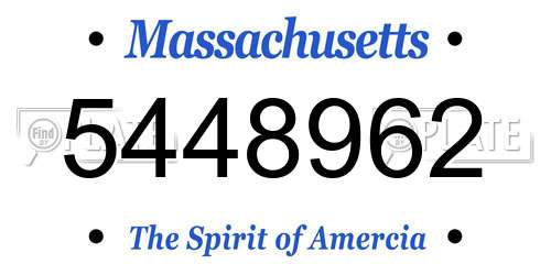 5448962 Massachusetts License Plate