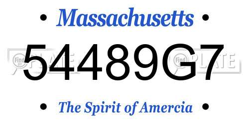 54489G7 Massachusetts License Plate
