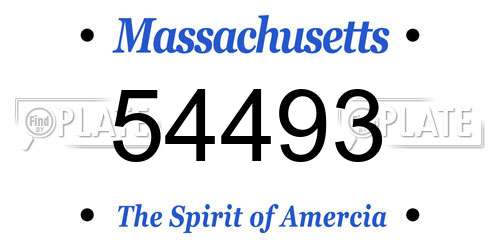 54493 Massachusetts License Plate