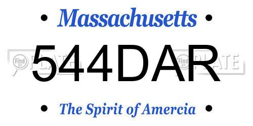 544DAR Massachusetts License Plate