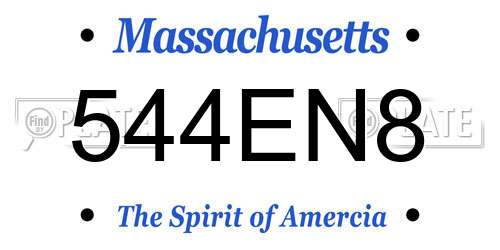 544EN8 Massachusetts License Plate